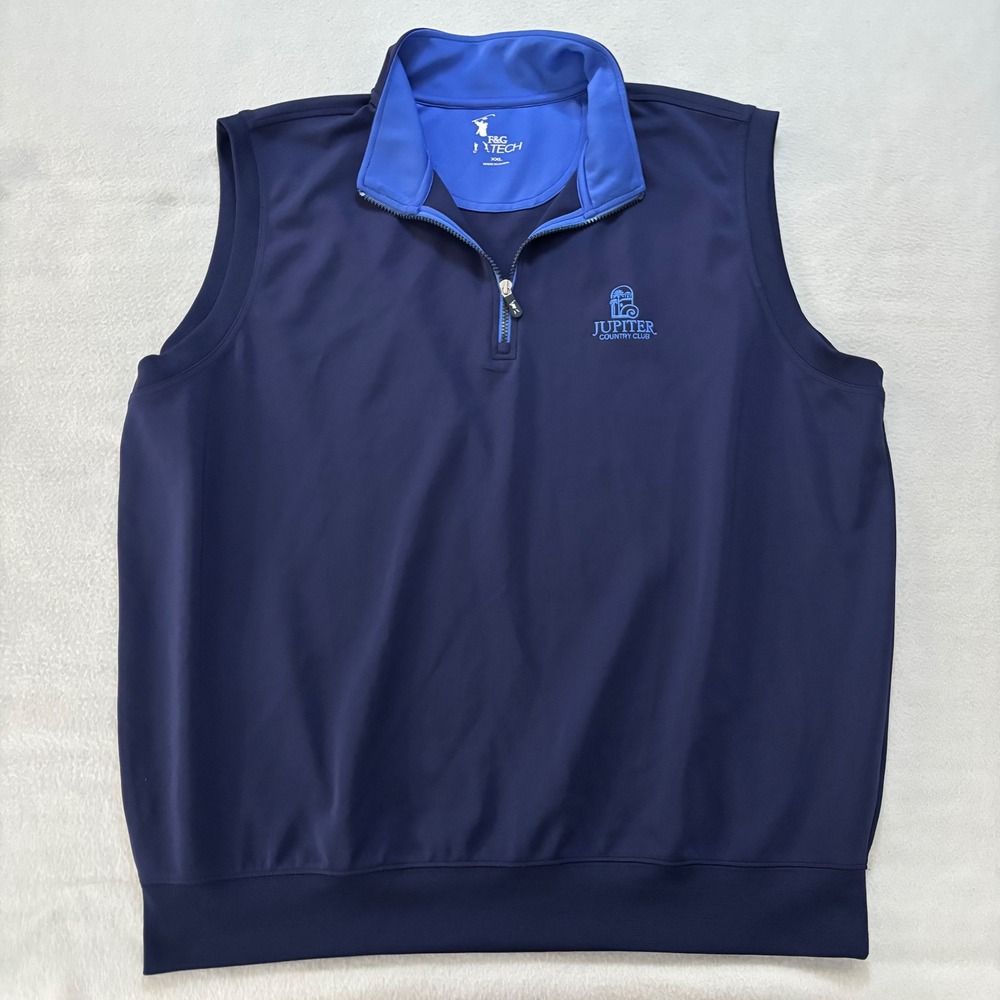 F&G Tech Mens XXL Golf Vest Navy Blue Jupiter Country Club Quarter Zip Stretch
